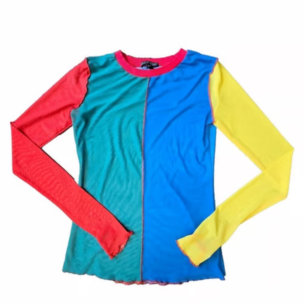 Current Mood Colorblock Long Sleeve Tee - Red, Blue, Yellow